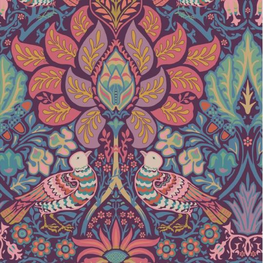 vlies tapeta lila zold rozsaszin romantikus klasszikus polgari angol country vintage modern eclectic nappali haloszoba etkezo dolgozoszoba.jpg